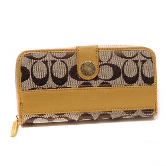 Coach In Signature Large Yellow Wallets CJN | Coach Outlet Canada